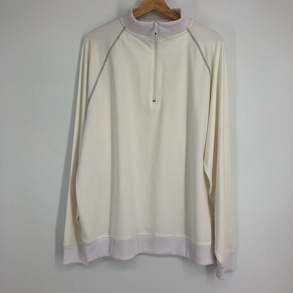Footjoy Mens Sweatshirt Size Large White Quarter Zip 1/4 Pullover Mockneck - Picture 1 of 6